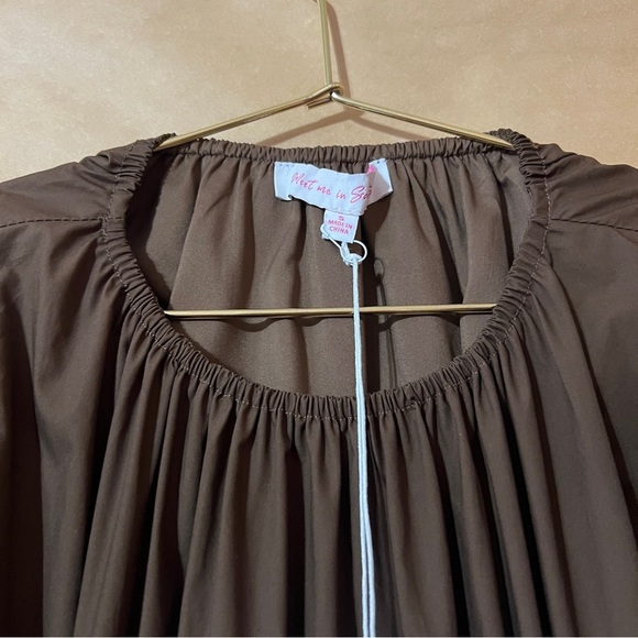 Meet Me in Santorini | NWT Ashley Poplin Cutout Maxi Dress Puff Brown Size S - Picture 5 of 12